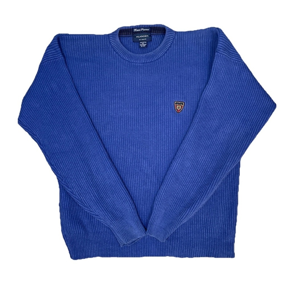 Rugger By Gant Crewneck Sweater vintage Cotton Mens Size XL Embroidered Crest